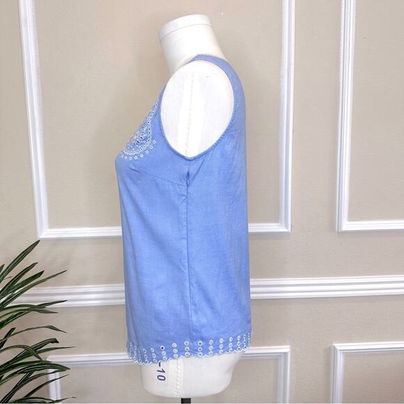 J.CREW Embroidered Circles Top French Blue Size 4 - Picture 7 of 16